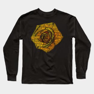 Yellow Rose Texas Cities Towns Word Cloud Long Sleeve T-Shirt